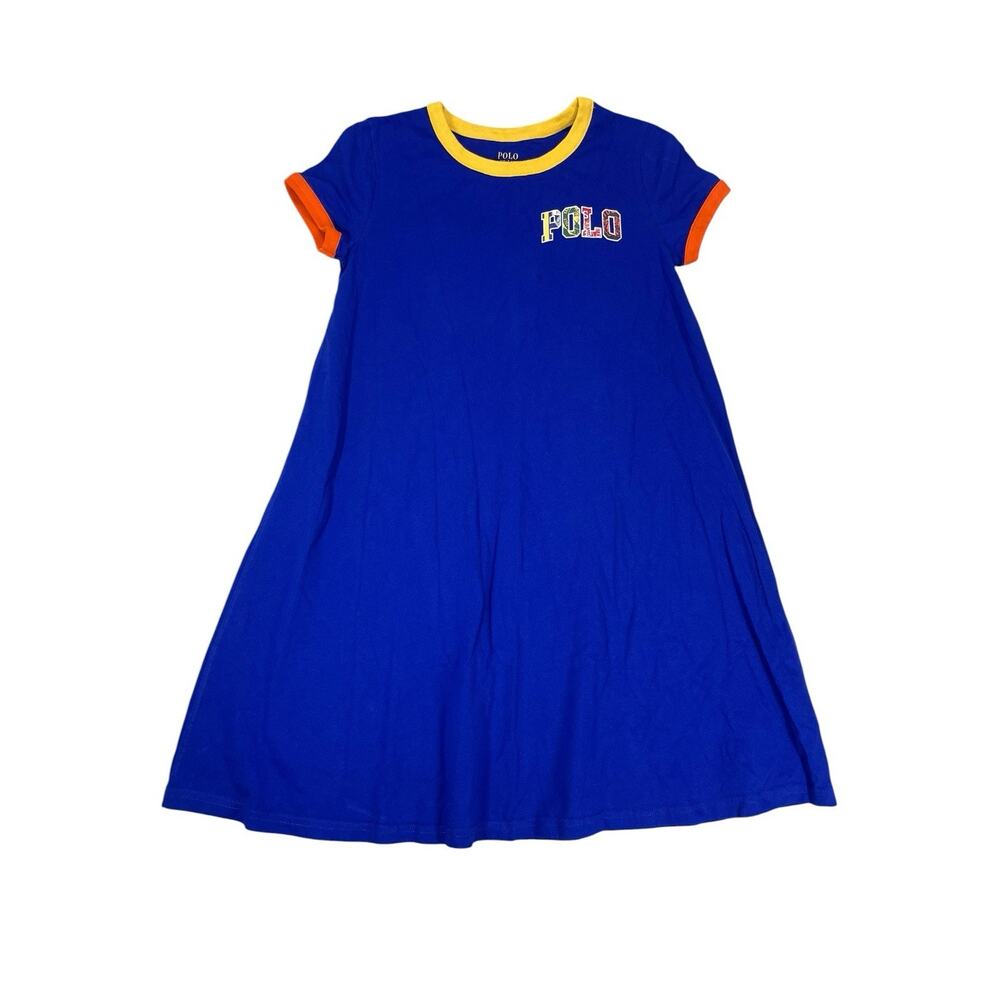 Polo Ralph Lauren Graphic Spellout Shirt Dress Colorblock Girls Size L (12-14)
